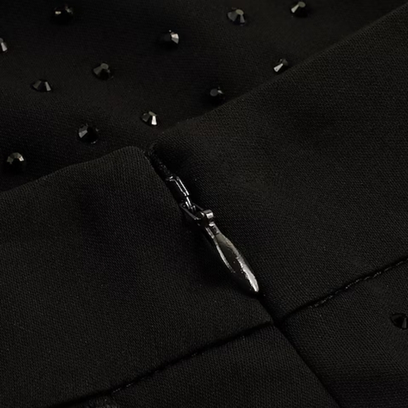 EXPRESS: Rhinestone Studded High Waisted Wide Leg Trousers - Picture 6 of 8